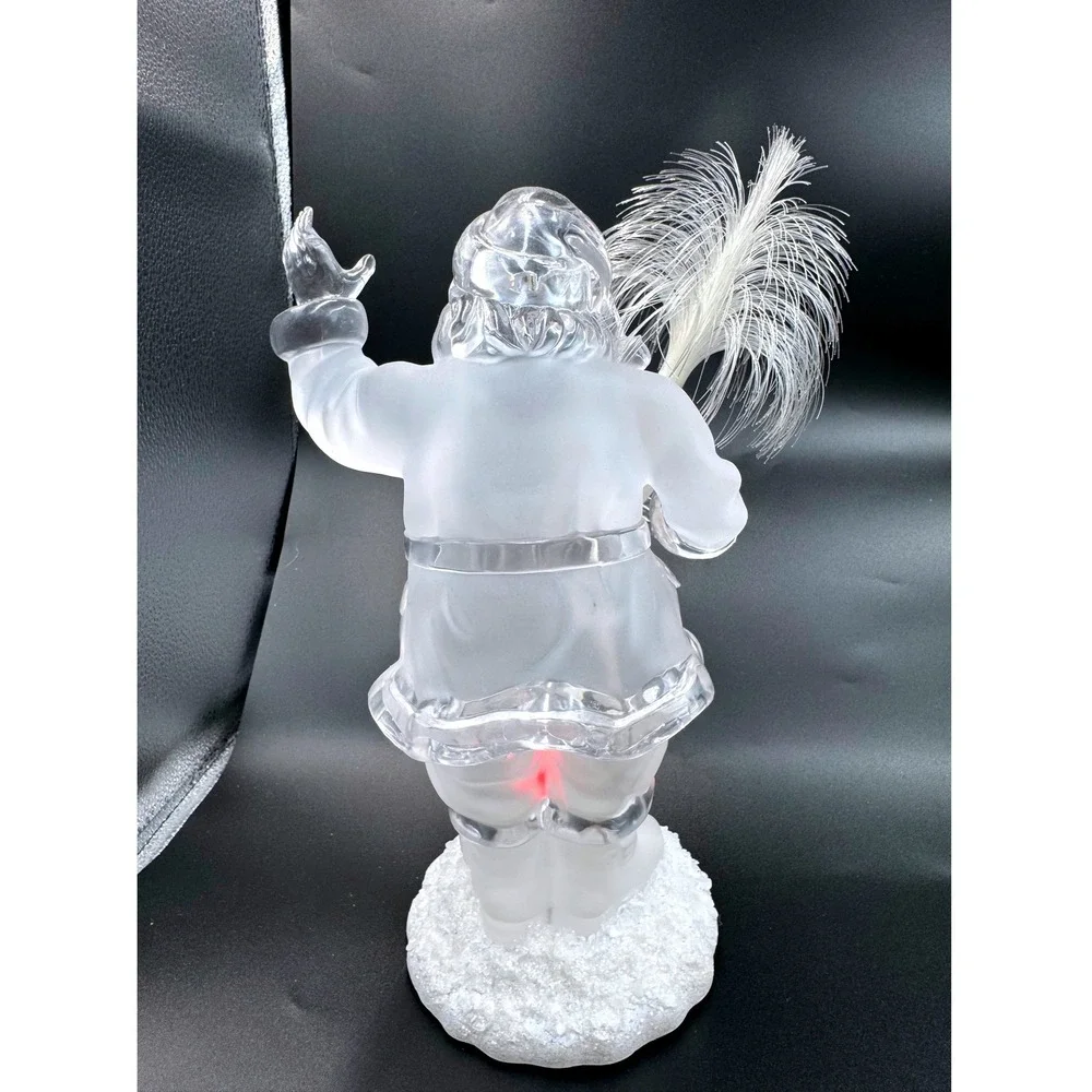 Heritage Mint Frosted Acrylic Santa Claus Color Changing LED Light Up Figurines